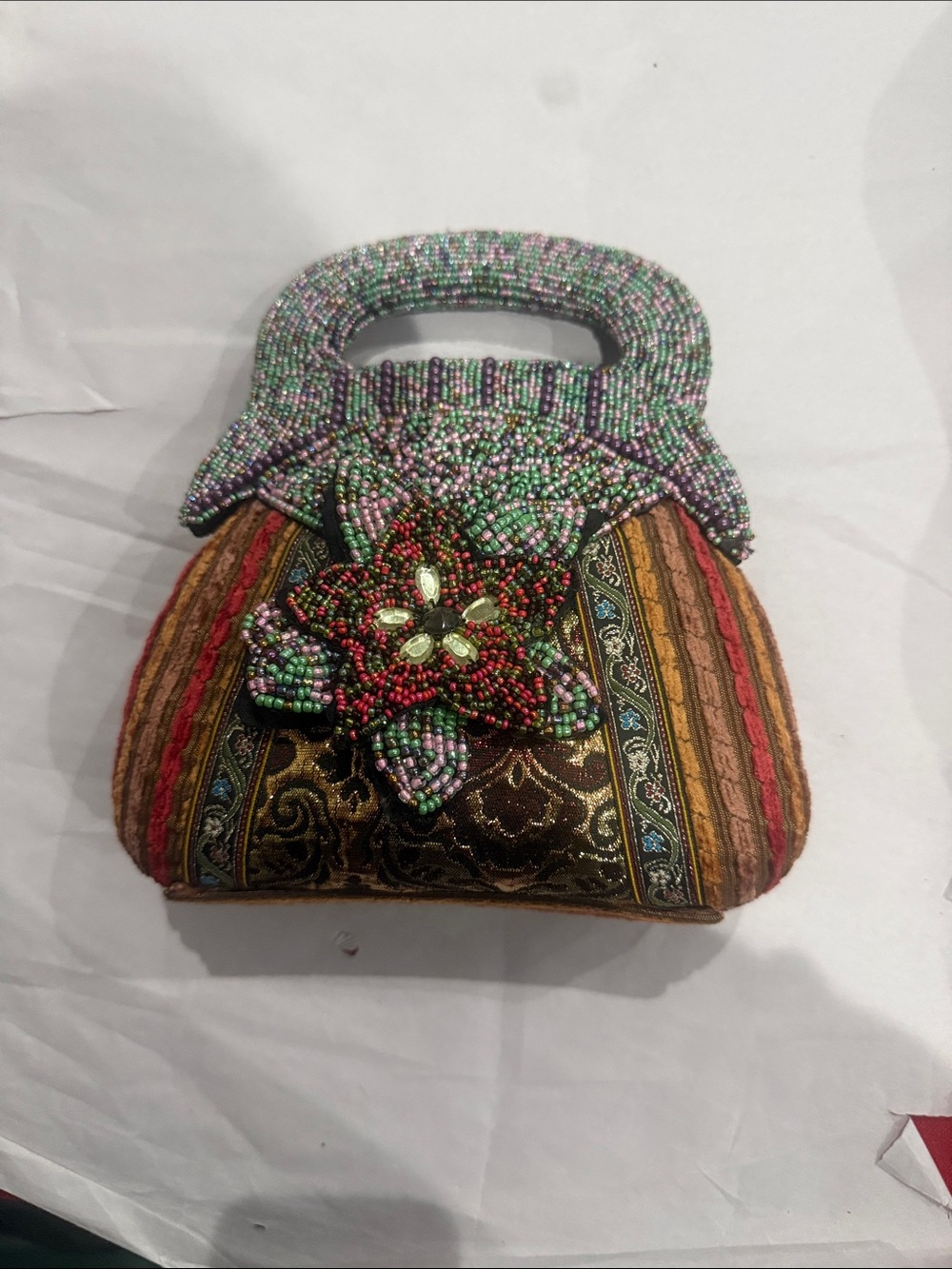 Pritzi Multicolor Beaded Floral Accent Clutch
